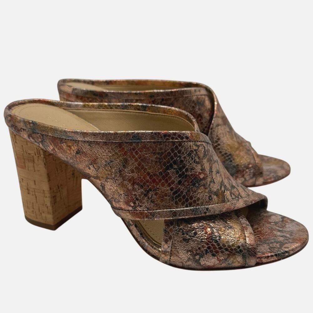 Etienne Aigner Lido Metallic Heeled Mule Sandal Terra-cotta Womens 8.5 Slip On